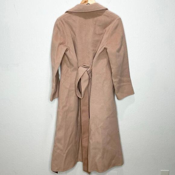 Gentle Herd Wool Belted Coat In Ash Rose Large - Picture 3 of 5